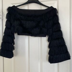Fringe furry crop top